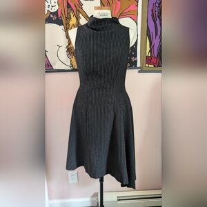 Betsey Johnson Asymmetrical Pinstriped Dress